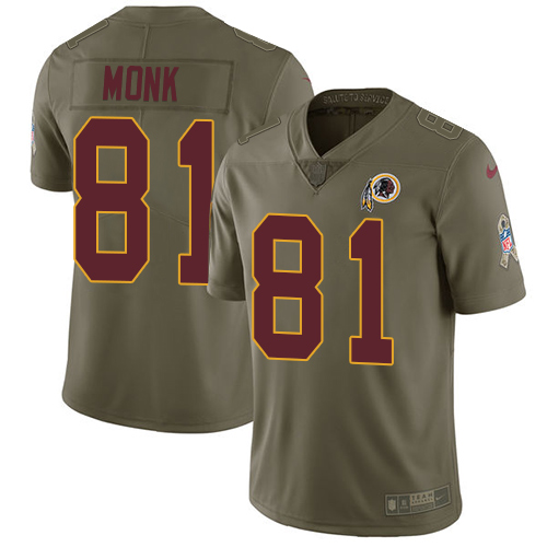 Nike Redskins #81 Art Monk Olive Men's Stitched NFL Limited Salute to Service Jersey - Click Image to Close